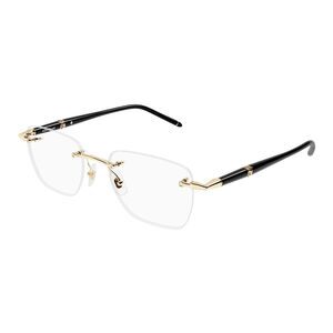 MontBlanc MEISTERSTUCK MB 0346O 001 Gold/Black Metal Rimless Eyeglasses 53mm